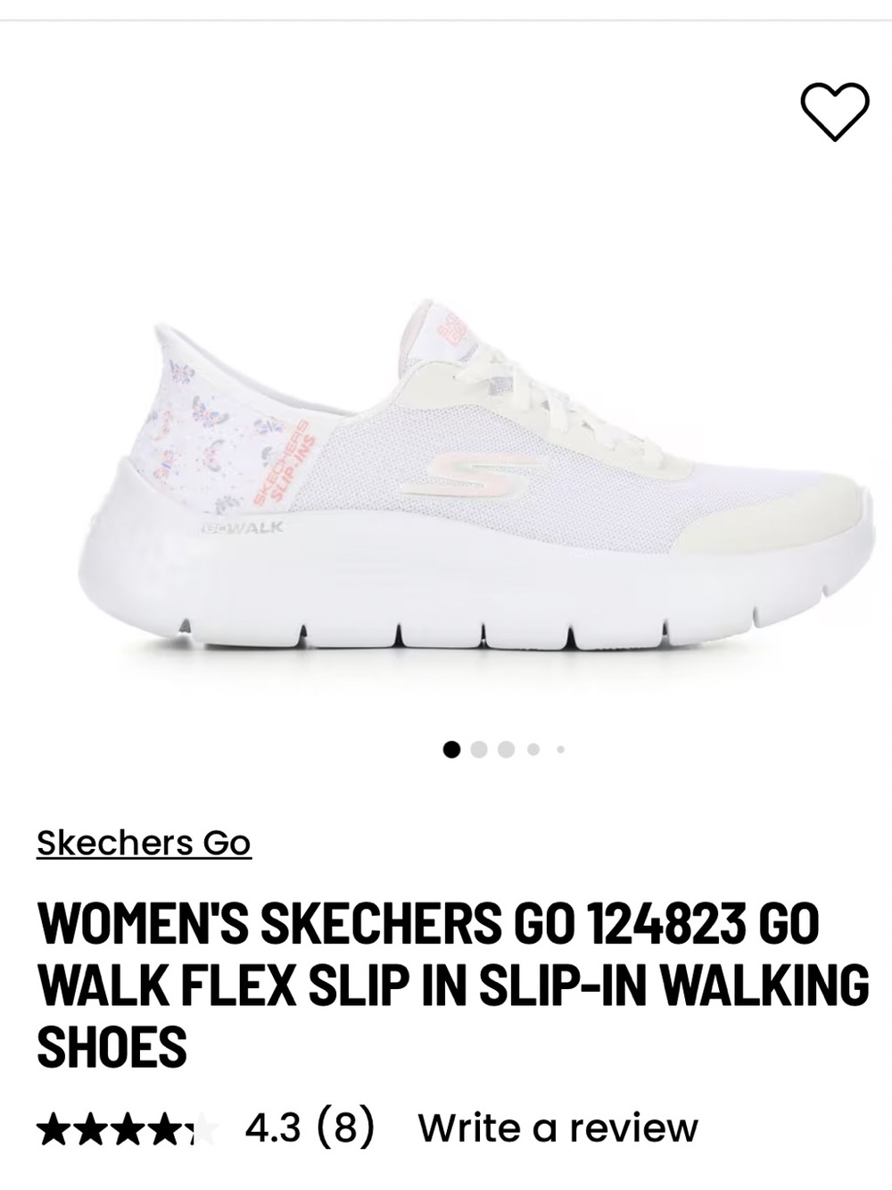 Skechers Go Walk Flex Slip Ins 124823 Womens 11M White/Pink Superb, worn 2X.
